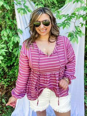 Mauve Stripe Boho Top