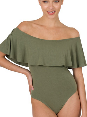 Off Shoulder Bodysuit • Olive