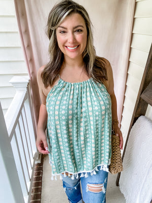 Savvy Sage Tassel Top