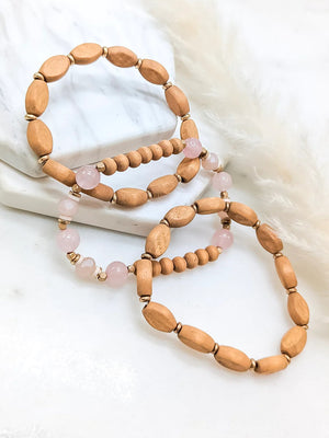 Rose Quartz Bracelet Set