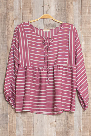 Mauve Stripe Boho Top