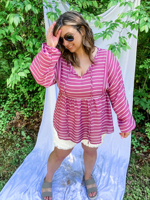 Mauve Stripe Boho Top