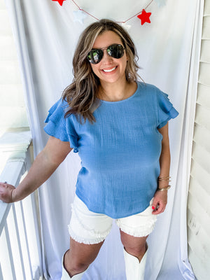 Linen Ruffle Top