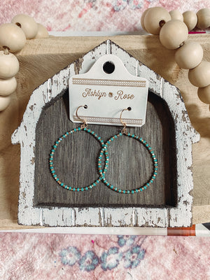 Blue Beaded Hoops