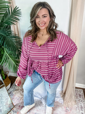 Mauve Stripe Boho Top