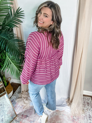 Mauve Stripe Boho Top