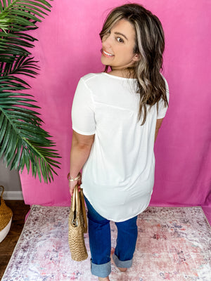 Ivory Brunch Button Tee