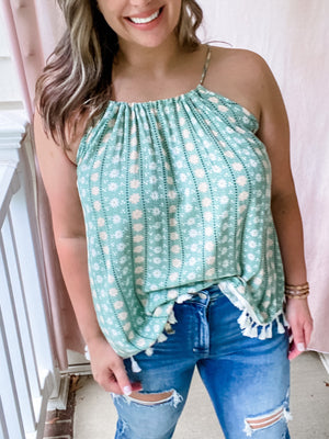 Savvy Sage Tassel Top