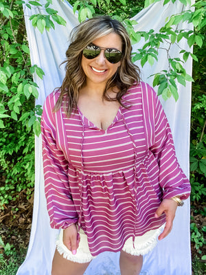 Mauve Stripe Boho Top