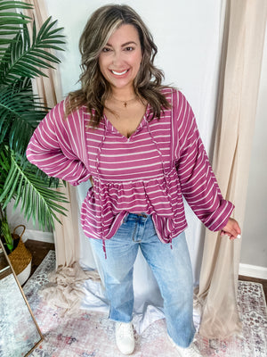 Mauve Stripe Boho Top