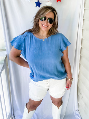 Linen Ruffle Top