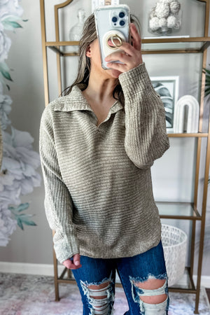 Heathered Ribbed Pullover Sweater