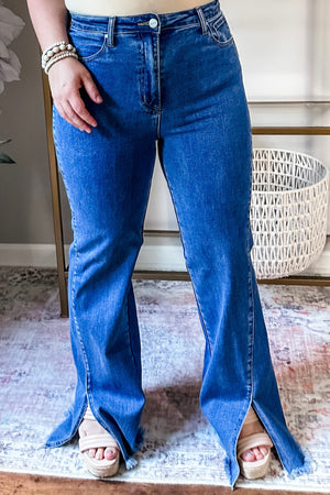 Caitlin High Rise Split Hem Denim