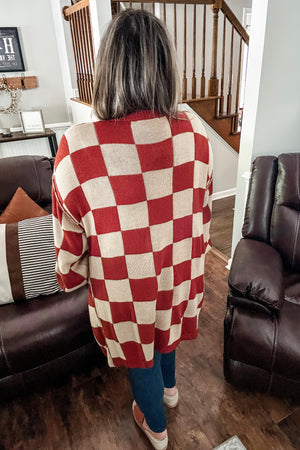 Rust Checkered Cardi