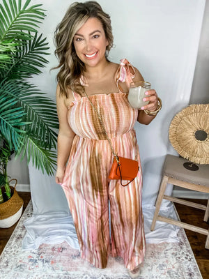 Sunset Blvd Jumpsuit Peach - L