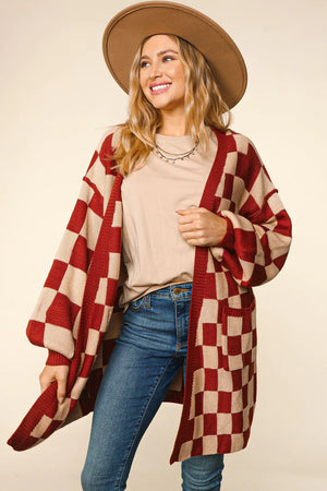 Rust Checkered Cardi