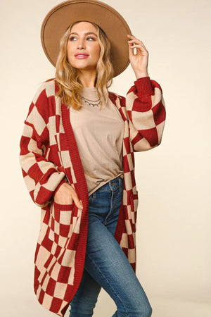 Rust Checkered Cardi