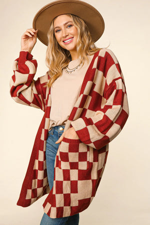 Rust Checkered Cardi