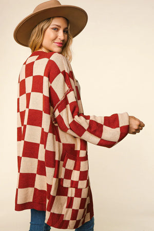 Rust Checkered Cardi