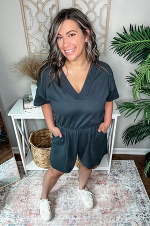 All Day Short Sleeve Romper • Ash Grey