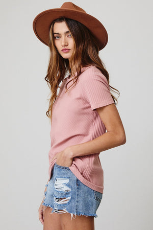 Pink Rib Tee