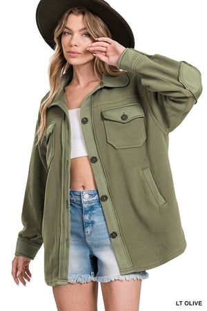 Fleece Shacket • Olive