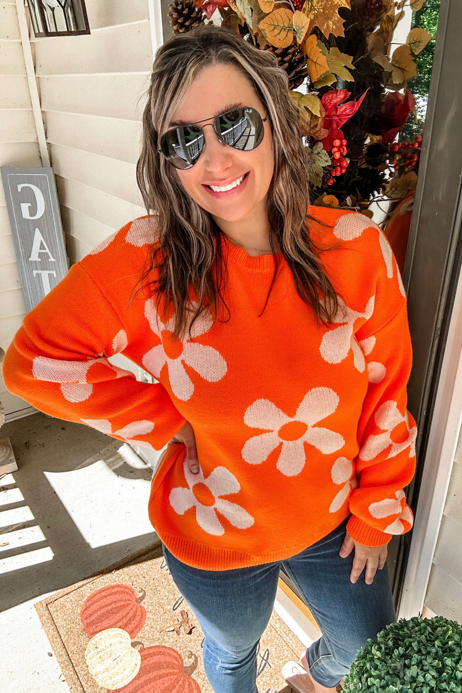 Flower Power Sweater • Orange