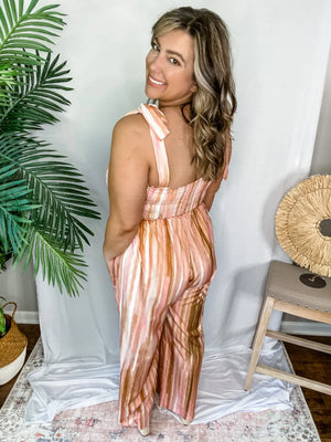 Sunset Blvd Jumpsuit Peach - L