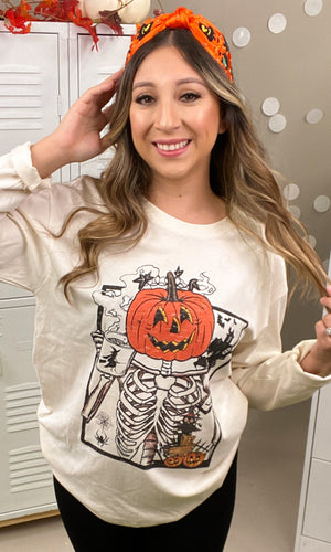 Boyfriend Fit Skeleton Graphic LS Tee