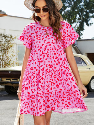 Flounce Sleeve Tiered Dress