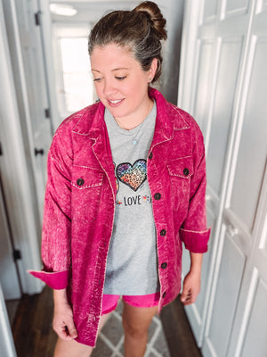 Pink Brushed Button Up