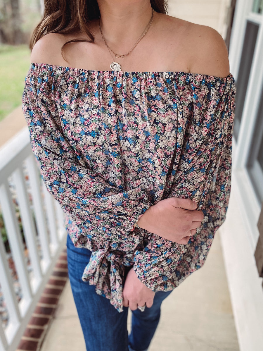 Navy Floral Blouse