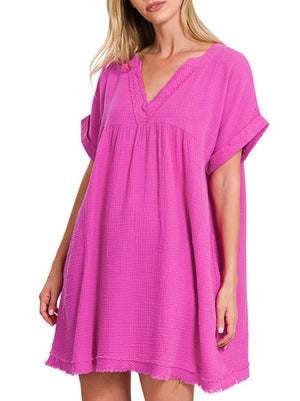 Magenta Cotton Dress