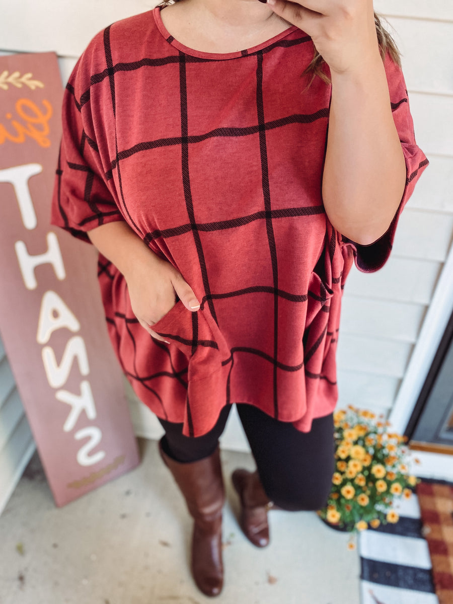 Rust Plaid Tunic