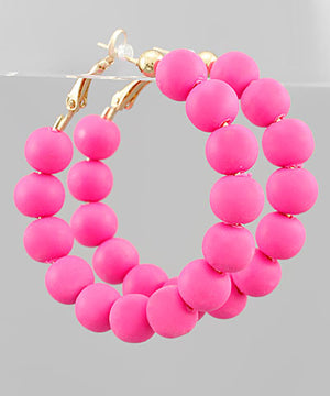 Hot Pink Clay Hoops