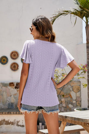 Eyelet Flutter Top • 9 Colors (S-2X)