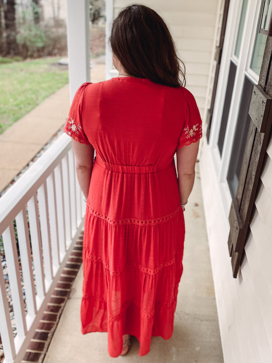 Tomato Embroidered Maxi