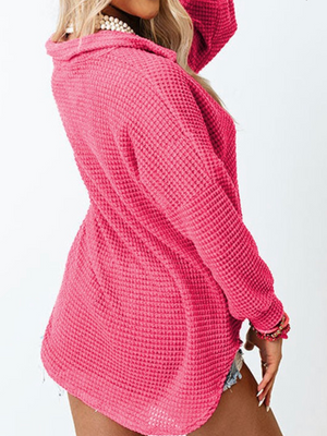 Pink Waffle Button Up