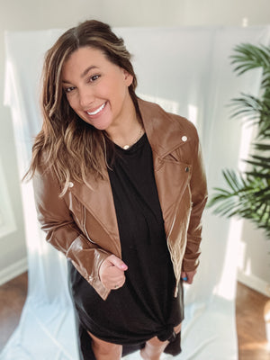 Faux Leather Camel Jacket