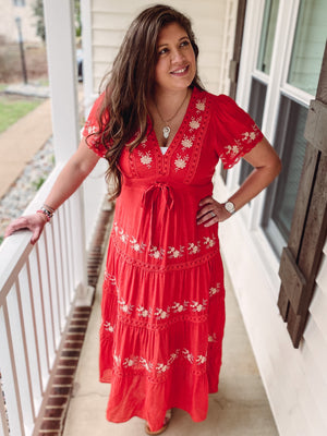 Tomato Embroidered Maxi