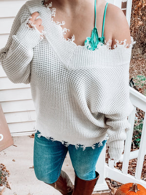 Ivory Raw Sweater