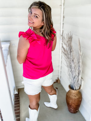 Ruffle Strap Tank • Pink