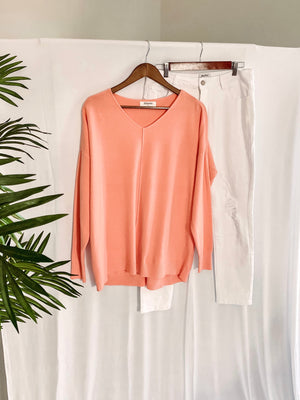 Coral Seam Sweater