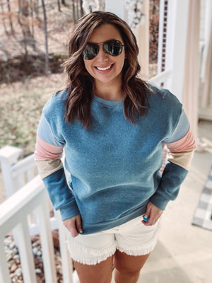 Pastel Stripe Sleeve Pullover