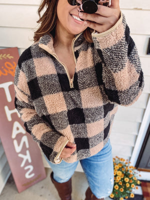 Plaid Sherpa Pullover