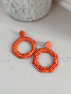 Orange Beaded Earrings