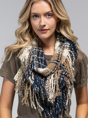 Navy Plaid Scarf