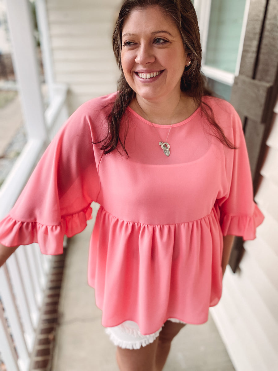 Hot Pink Babydoll Top