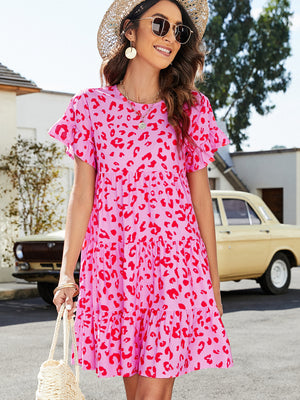 Flounce Sleeve Tiered Dress