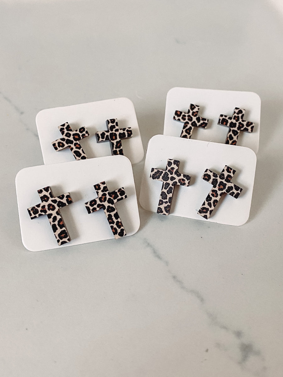 Leop Cross Earrings